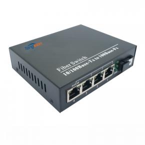 10 / 100M 1Fiber + 4RJ45 Ports Simplex Media Converter