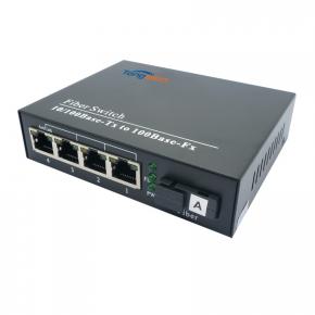 10/100 / 1000M 1Fiber + 4RJ45 Ports Simplex Media Converter