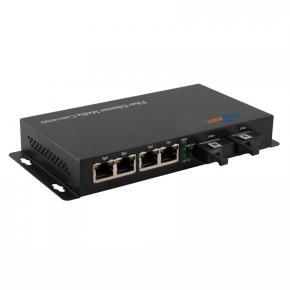 10/100 / 1000Mbps 2Fiber + 4RJ45 Ports Simplex Fiber Media Converter